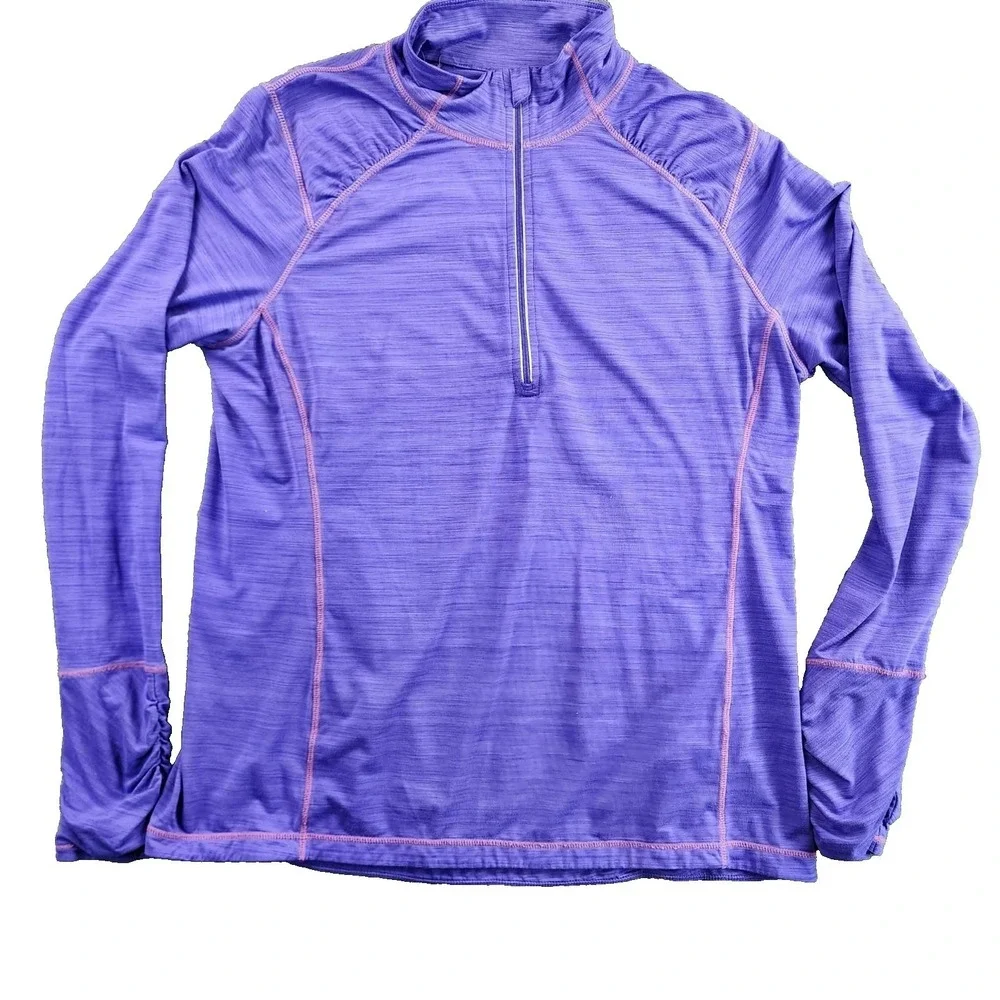 Kirkland XL Purple 1/4 Zip Pullover Active Top Space Dye Athletic Running Hiking